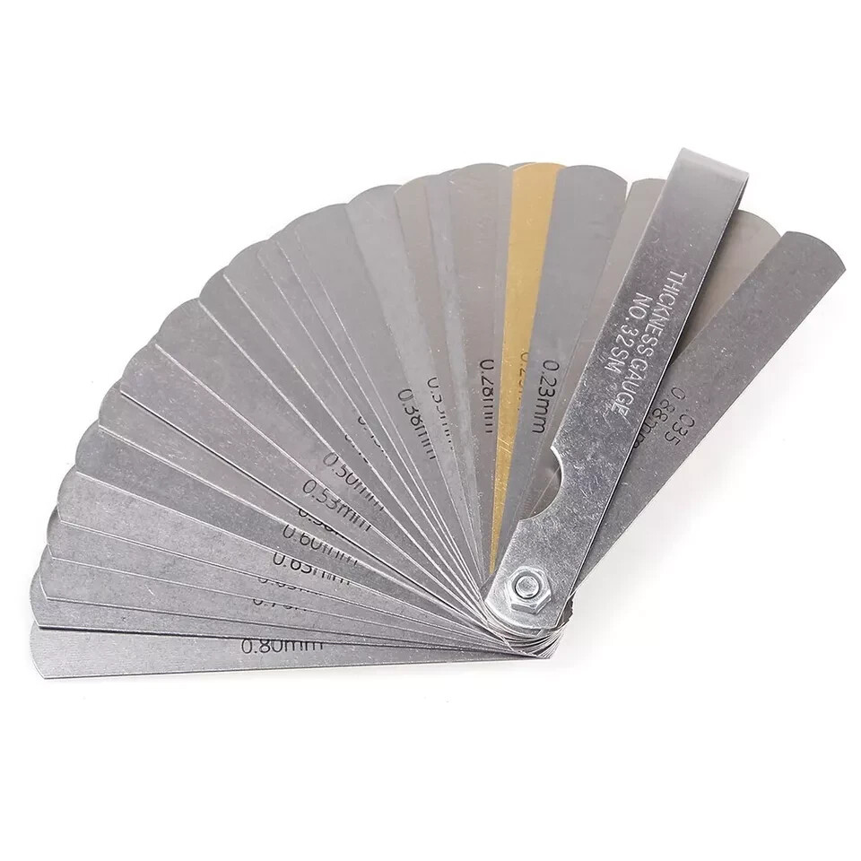 32 Blade Feeler Filler Gauge Spark Plug Gap Metric Imperial Measuring Brass Tool