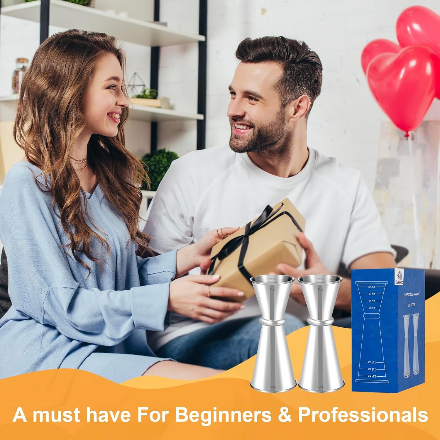 Lexenic 2oz 1oz Premium Japanese Jigger with 7 Measurements 1oz*2oz, Pack 1