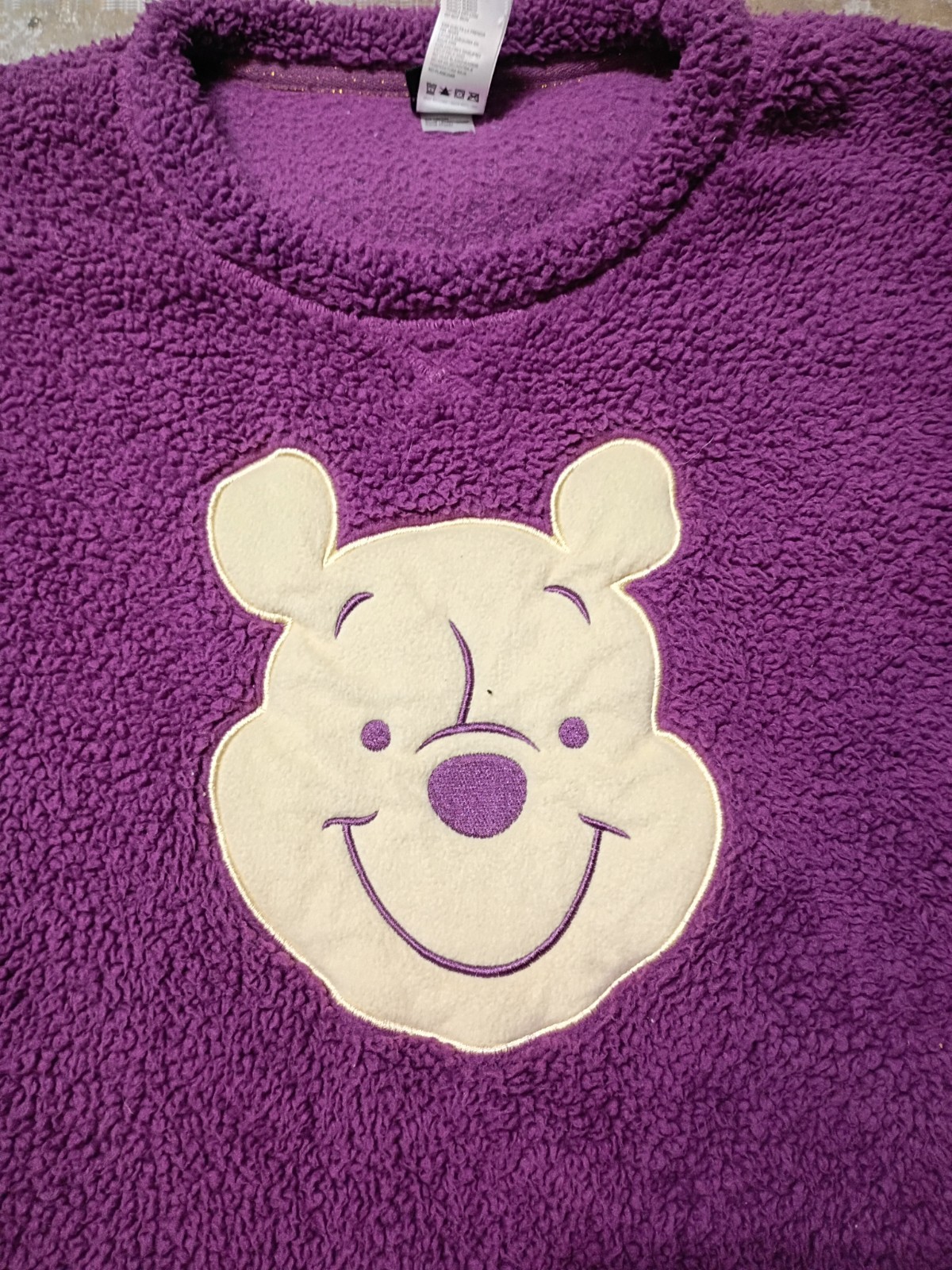 Women's Purple Sherpa Fleece Pullover Sweatshirt Winnie The Pooh Disney Size M