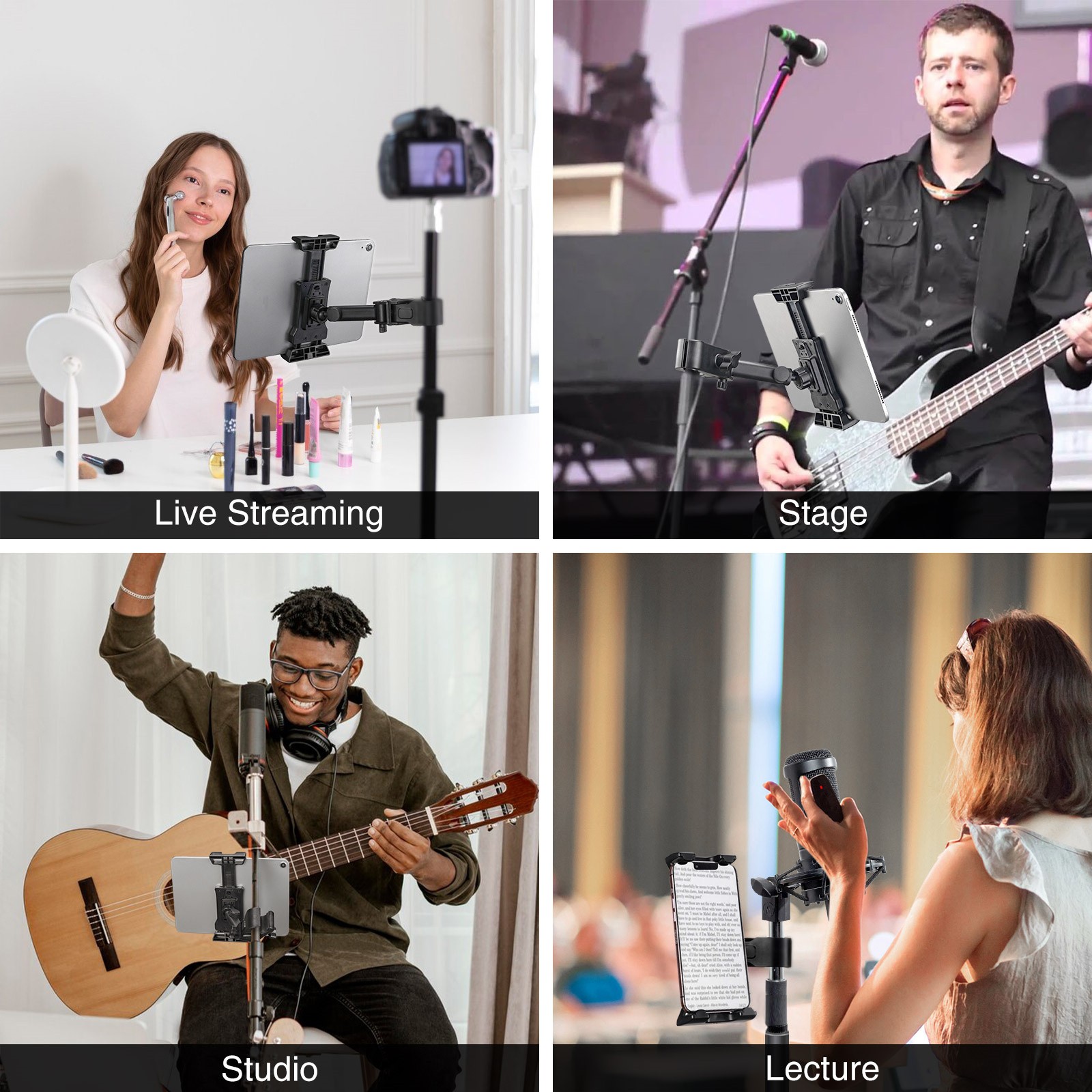 Mic Stand Adjustable Microphone Phone Holder Mount iPad iPhone All 4.7-13.5 Inch