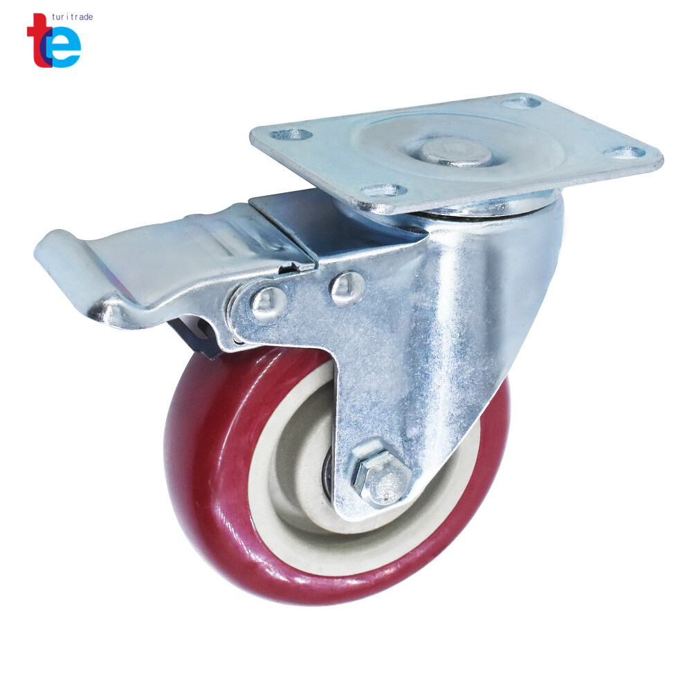 4 Pack 4 Inches Caster Wheels Locking Casters with Brake Swivel Plate Castors