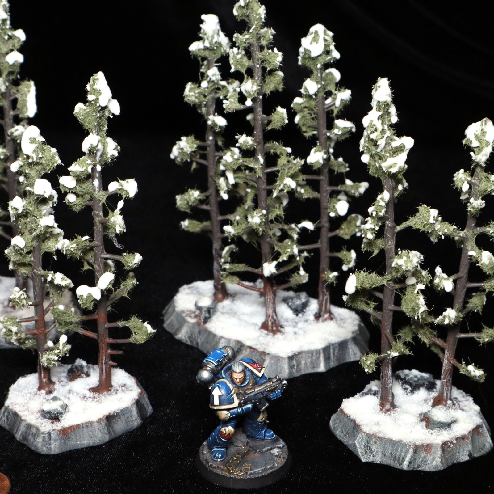 Handmade Snowy Pine/Fir Trees Set of 5 Winter Gaming Terrain