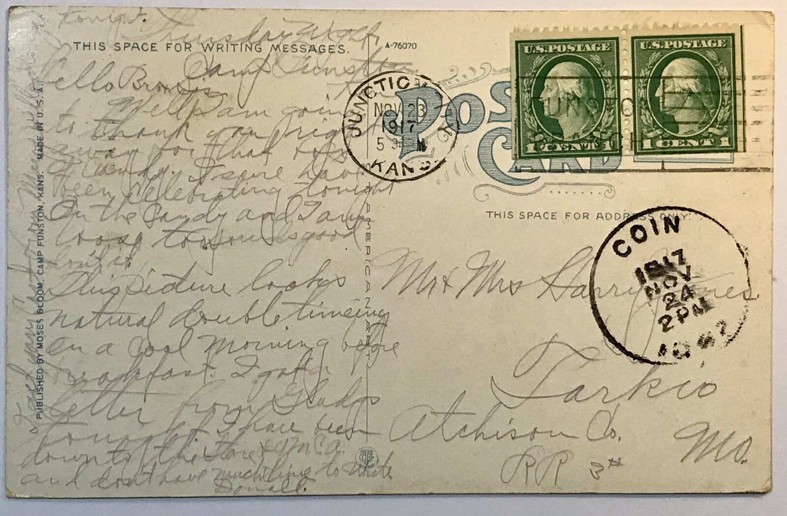 Camp Funston Kansas US National Army Cantonment Postcard Army Military