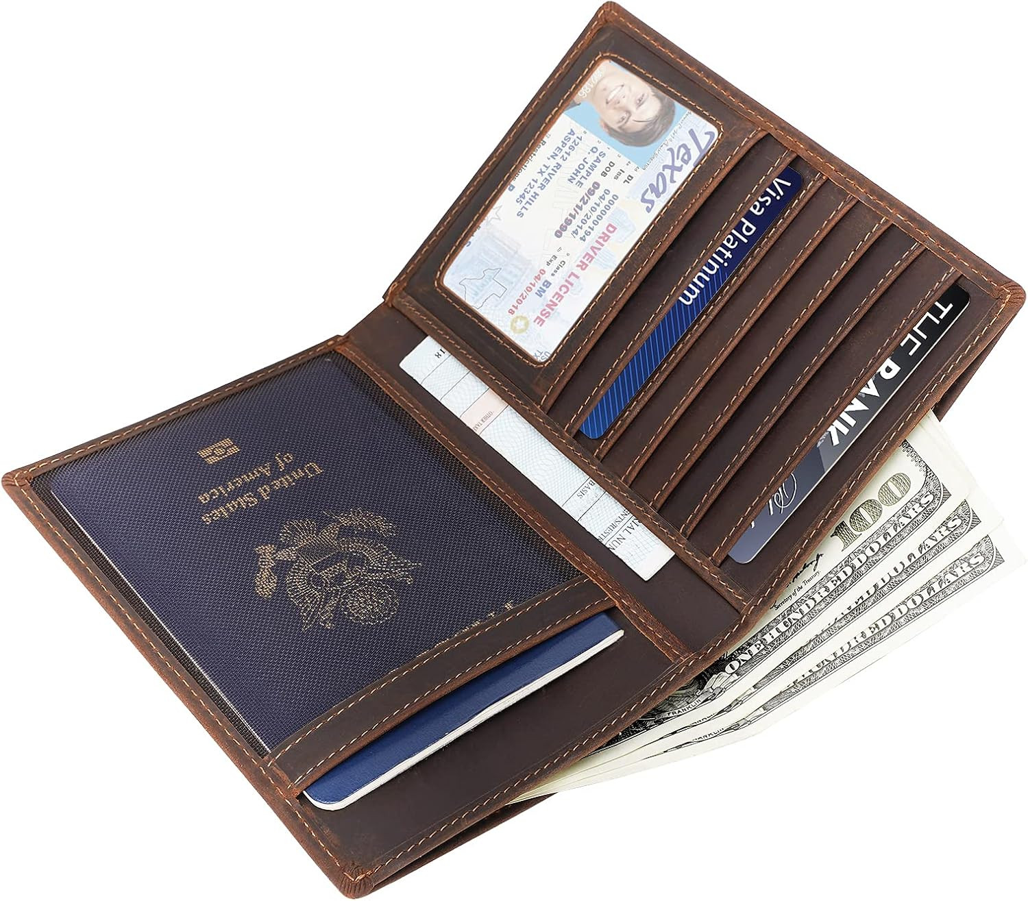 Polare Luxury RFID Blocking Leather Passport Holder Travel Wallet for Men and Wo