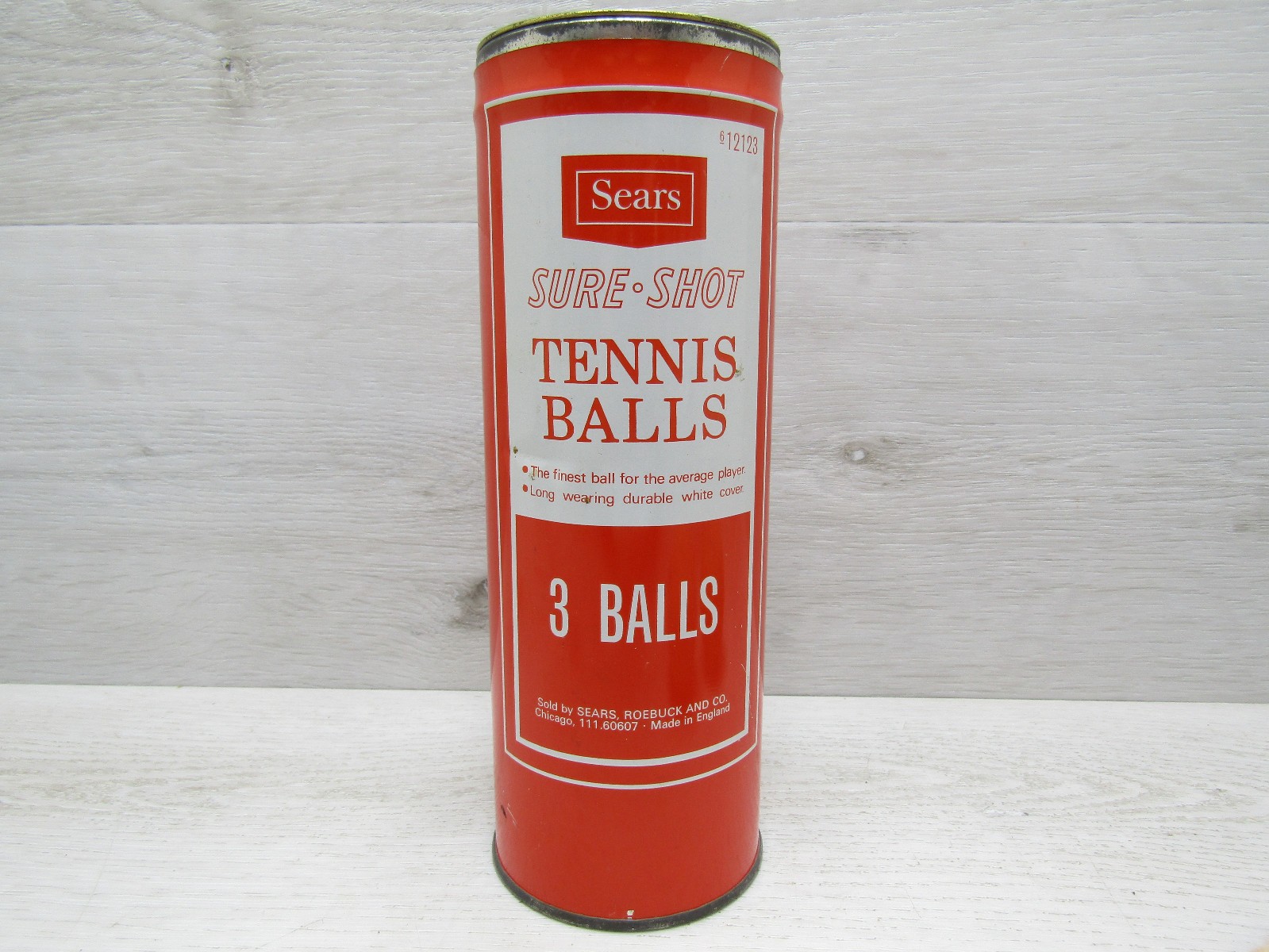 Vintage Sears Sure-Shot Tennis Ball Metal Can With 2 Balls VTG Decor England
