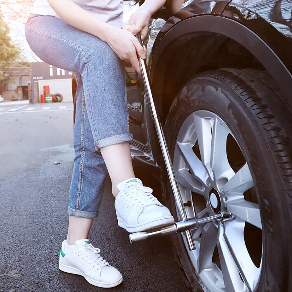 New Universal 23" Extended Lug Wrench 4 Way Tire Iron Nut Wrench Set W/Socket US