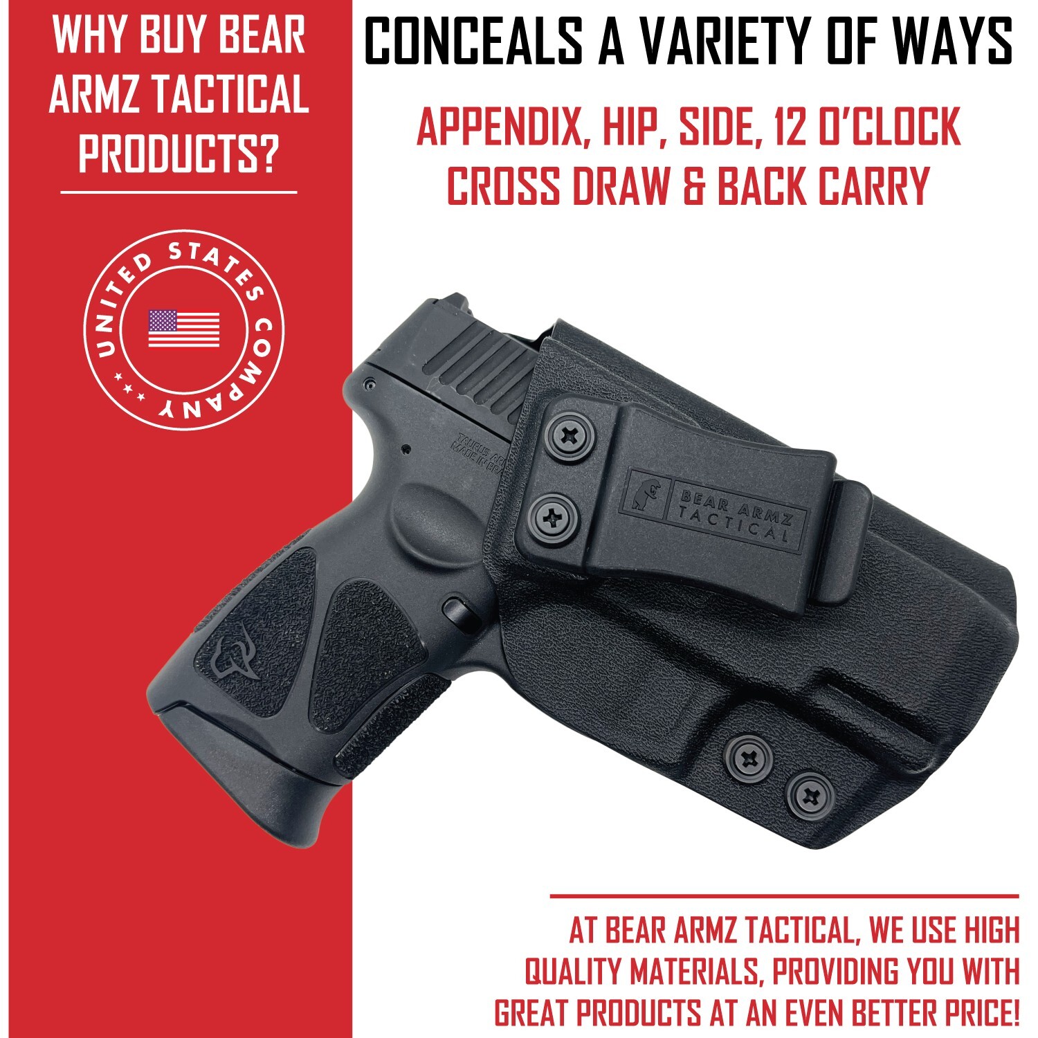 IWB KYDEX Holster Compatible with: Taurus G3C / G2C / G2S & Millennium G2 PT111