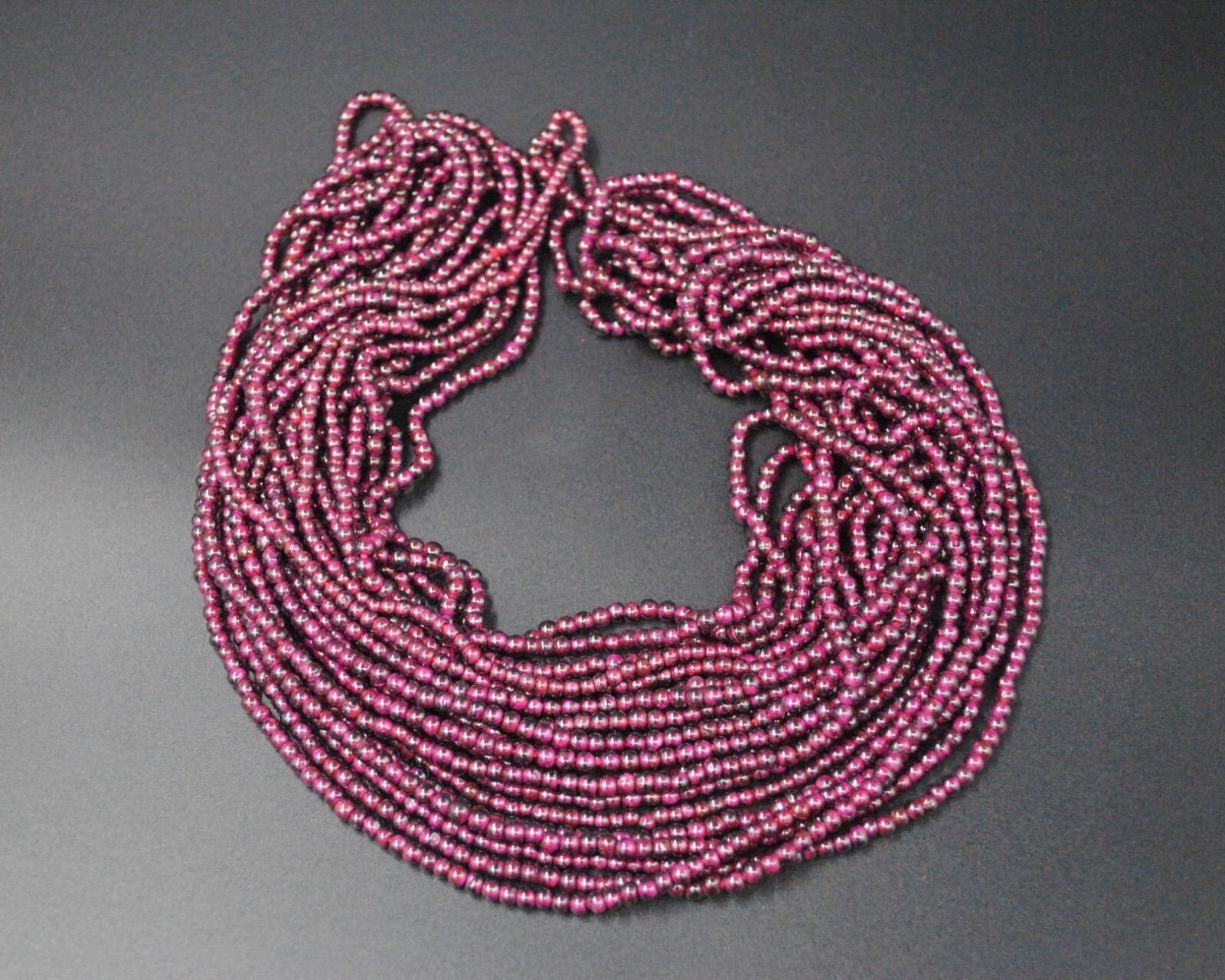 Twist A Bead Genuine 1980's Original Necklace 32-36 inch strands-GARNET 1 str