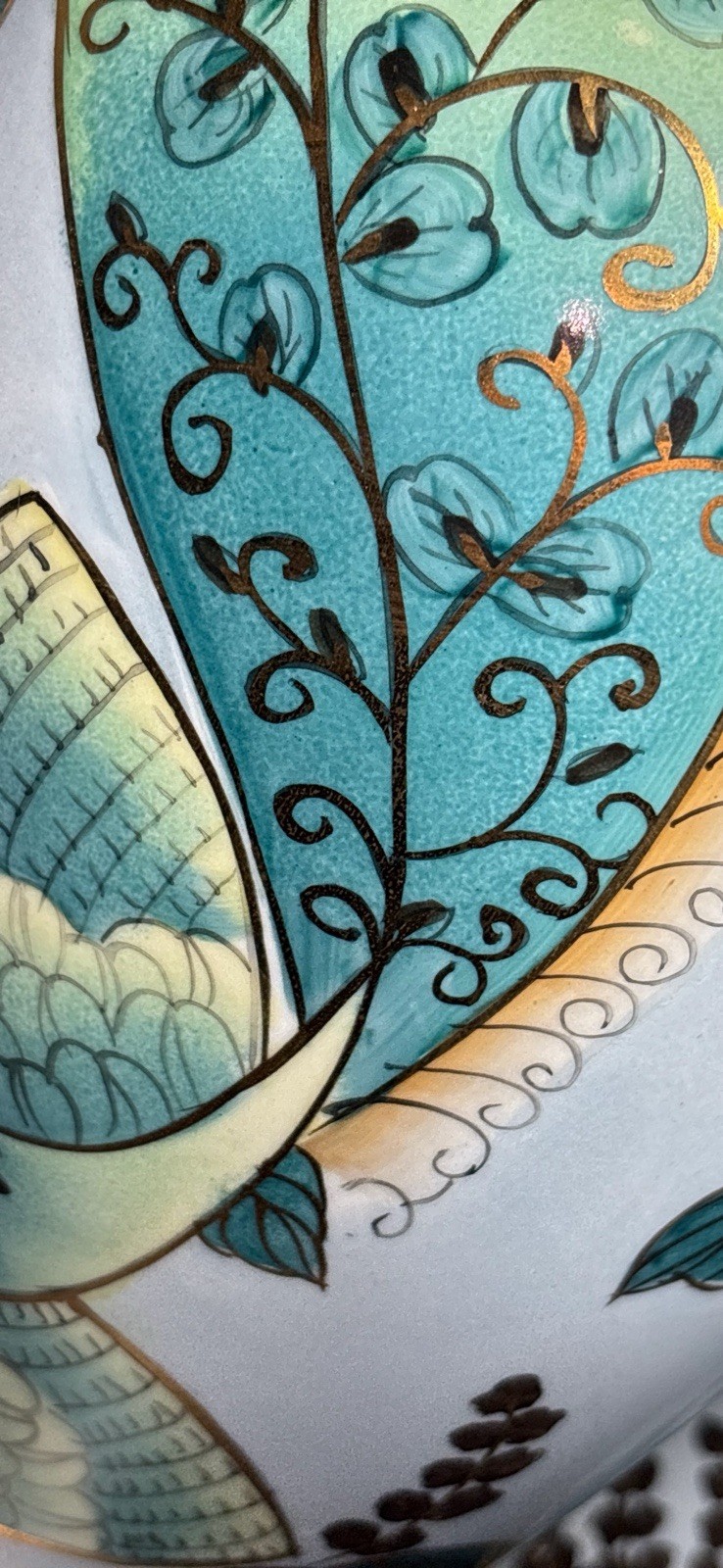 Beautiful Pair of Large Chinese Jingdezhen Porcelain Vases on Brass Stands 16”