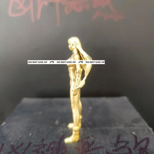 Yellow Solid Bronze Short Dress Nude Seductive Body Art Long Hair Girl Statue 1