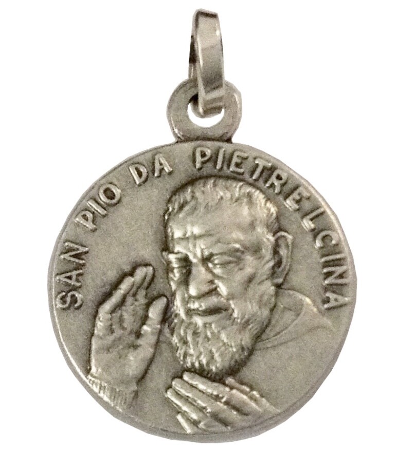 925 STERLING SILVER SAINT PIO OF PIETRELCINA ( PADRE PIO ) MEDAL - MADE IN ITALY
