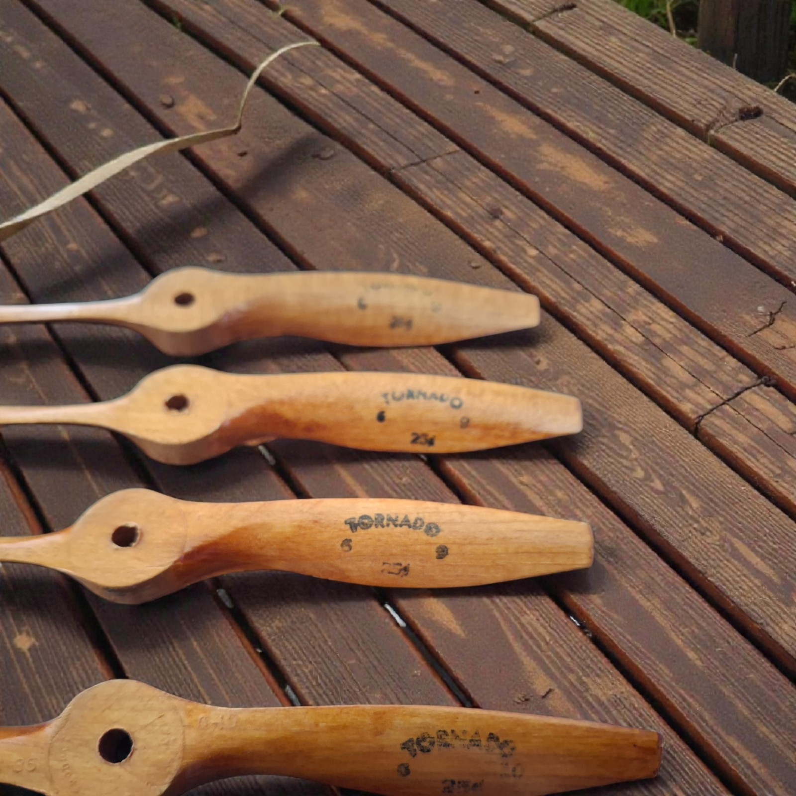4 Vintage Wooden Model Airplane Propeller Tornado 6"