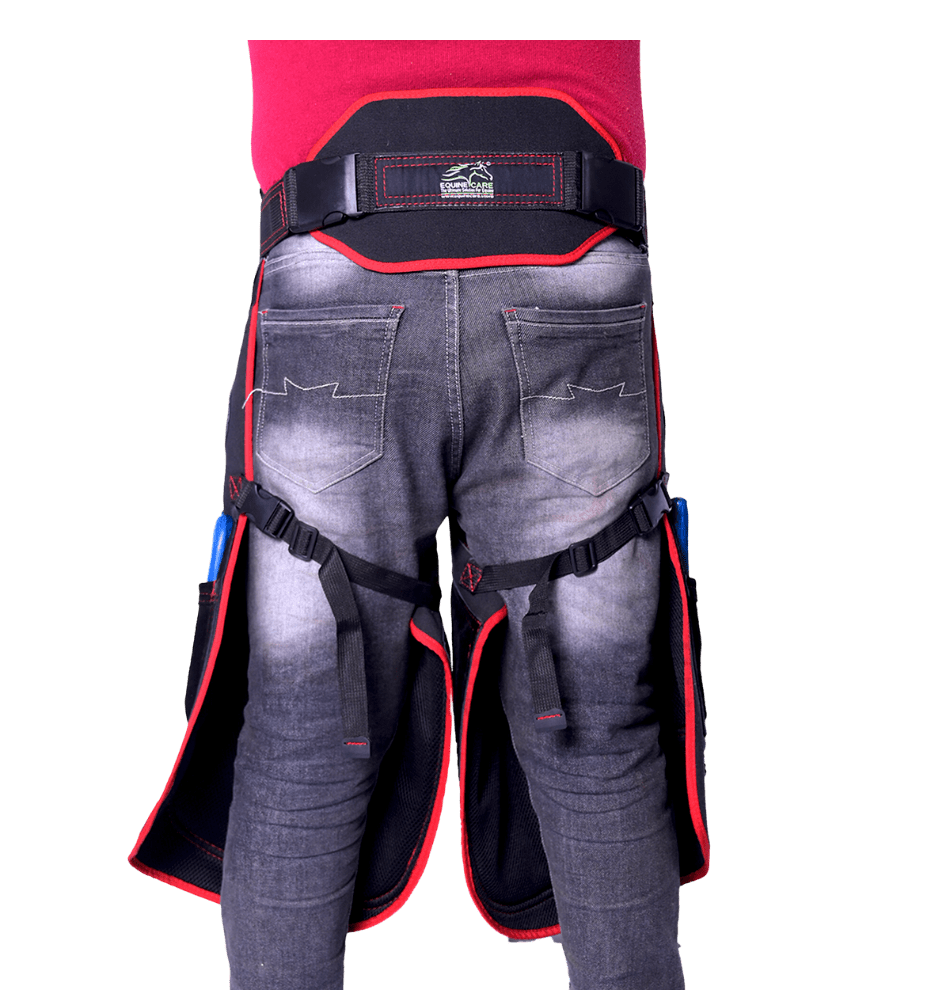 Farrier Apron Chaps with 4 Knife Pockets and 2 Nail Magnets with Back Support.