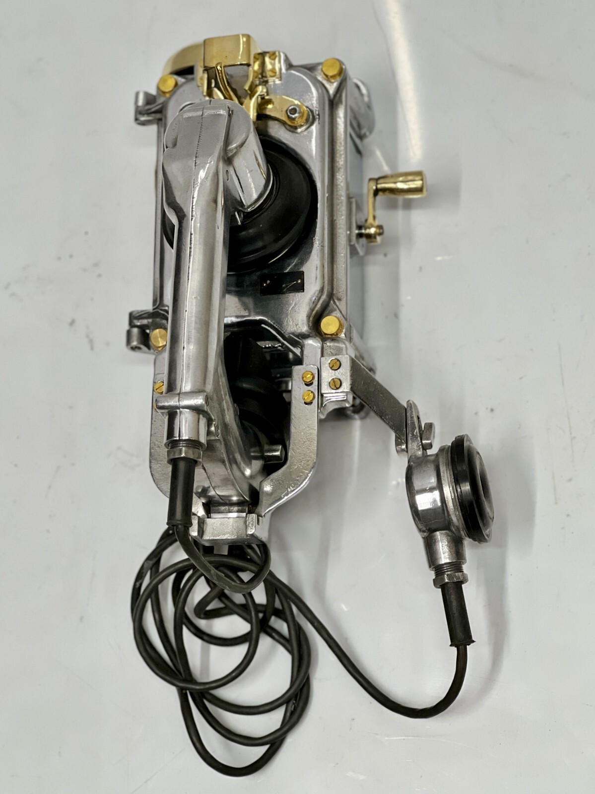 Antique Original Aluminum & Brass Ship Submarine Sound Powered Telephone - Wall