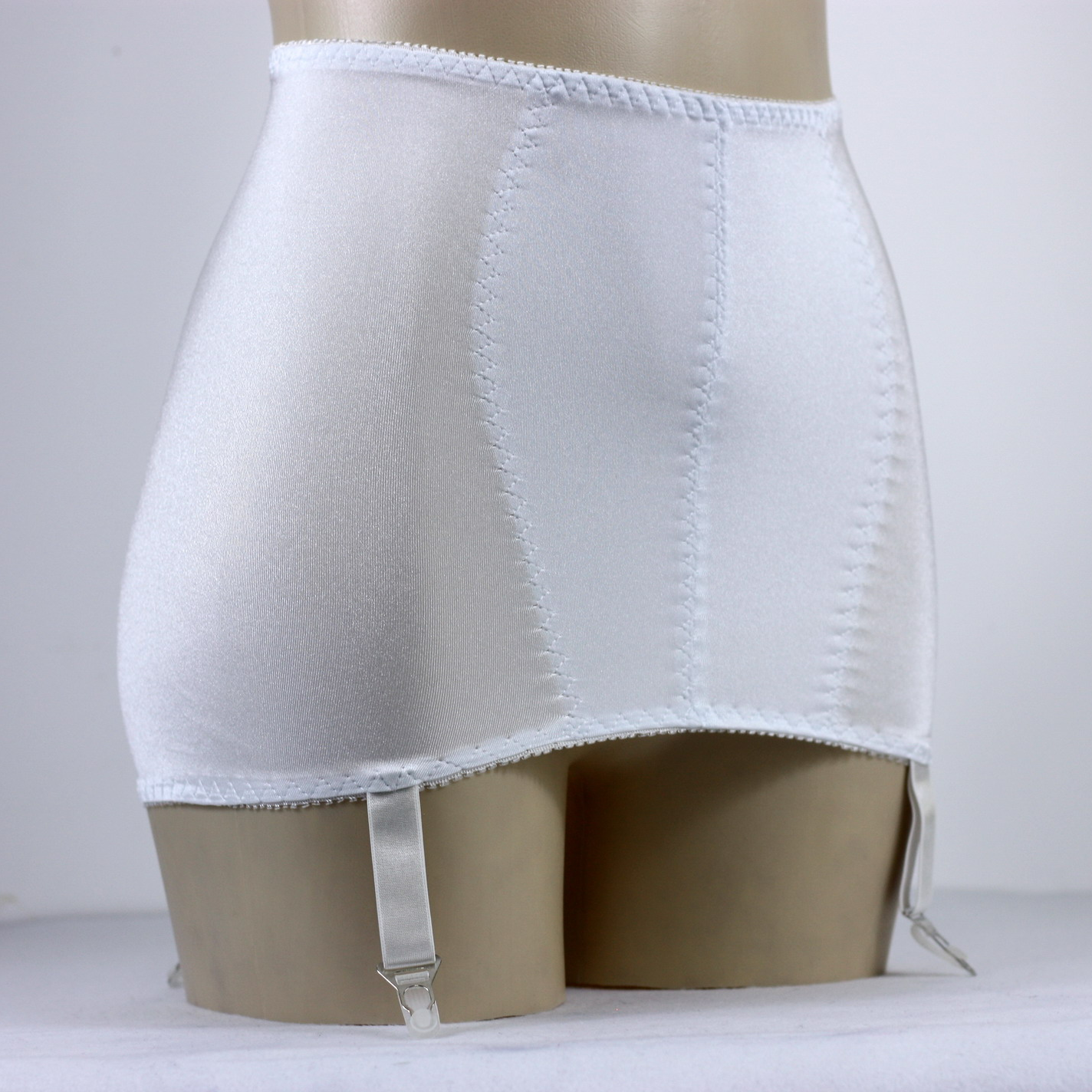 Luxallacki High Waist Open Bottom Girdle Skirt with Garter Straps for Stockings