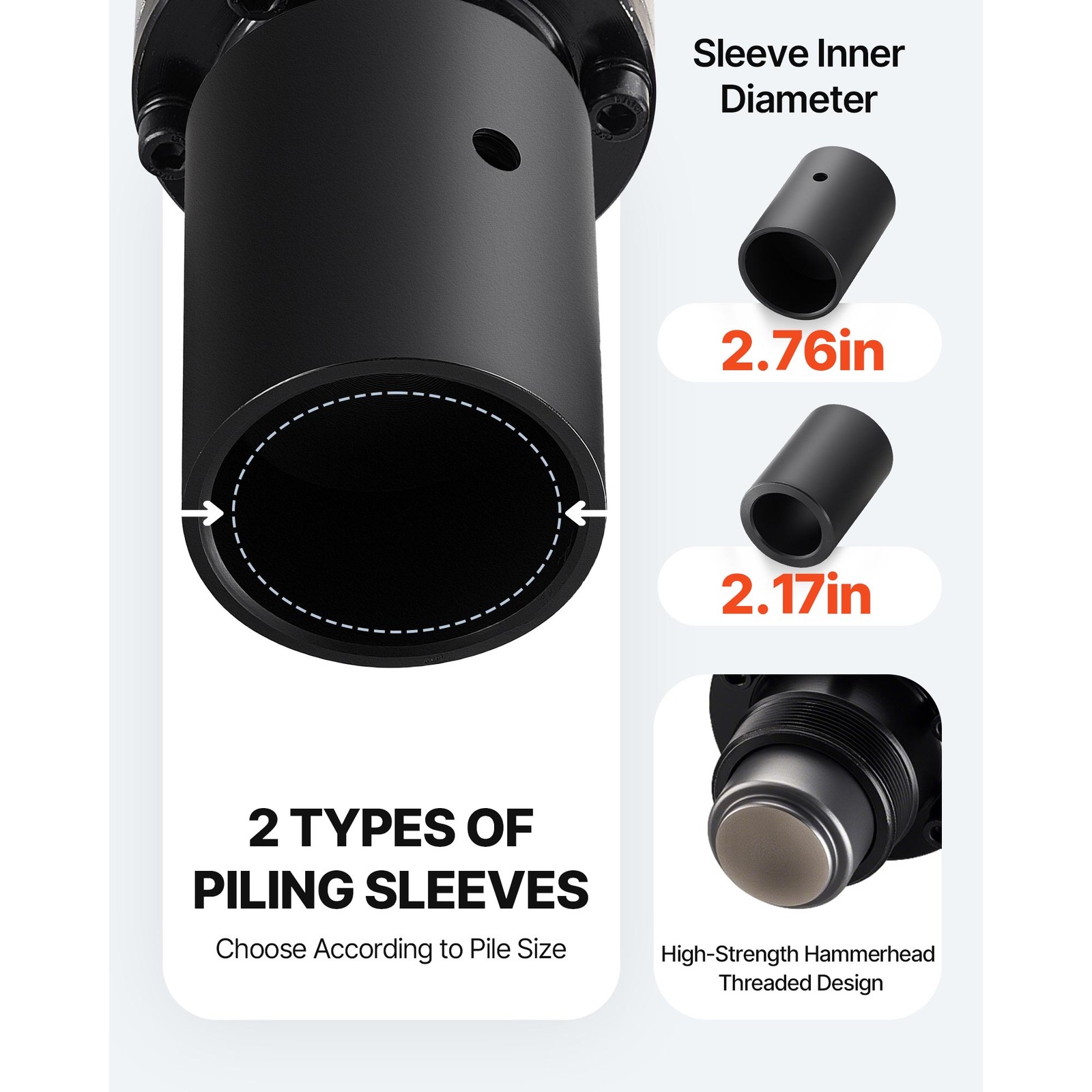 Uimoso 2200W Handheld Electric Fence Piling Post Driver with Dual Sleeves