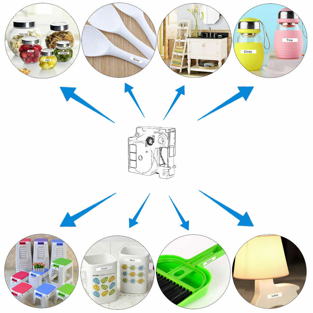 5PK For Dymo D1 Label Tape 12mm Black on White 45013 S0720530 Cassette 1/2