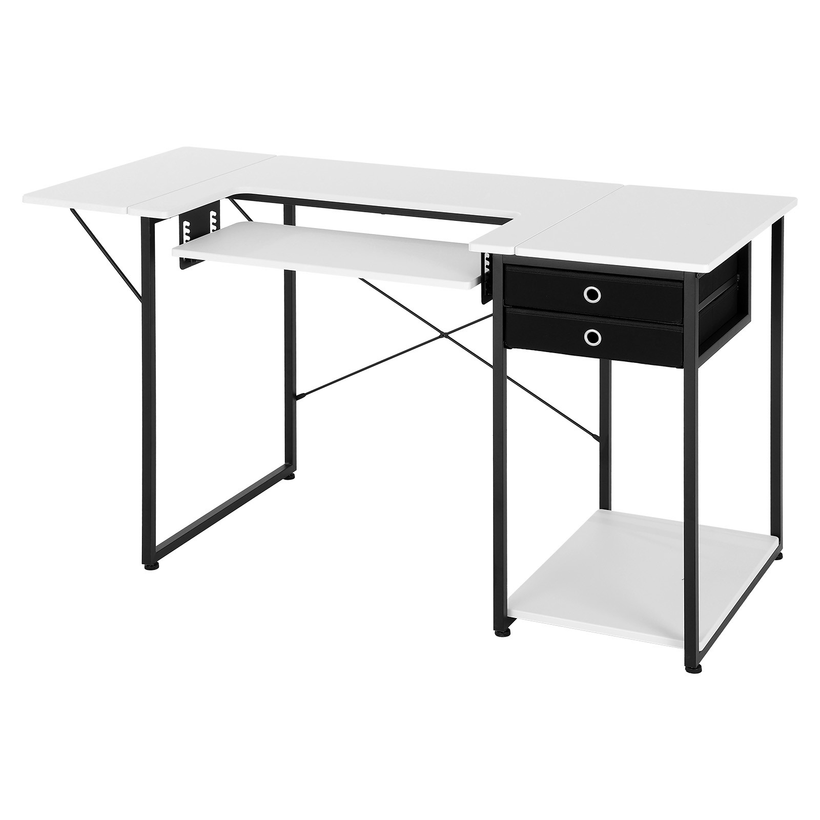 Uimoso Multipurpose Sewing Machine Table with Drawers and Foldable Shelf