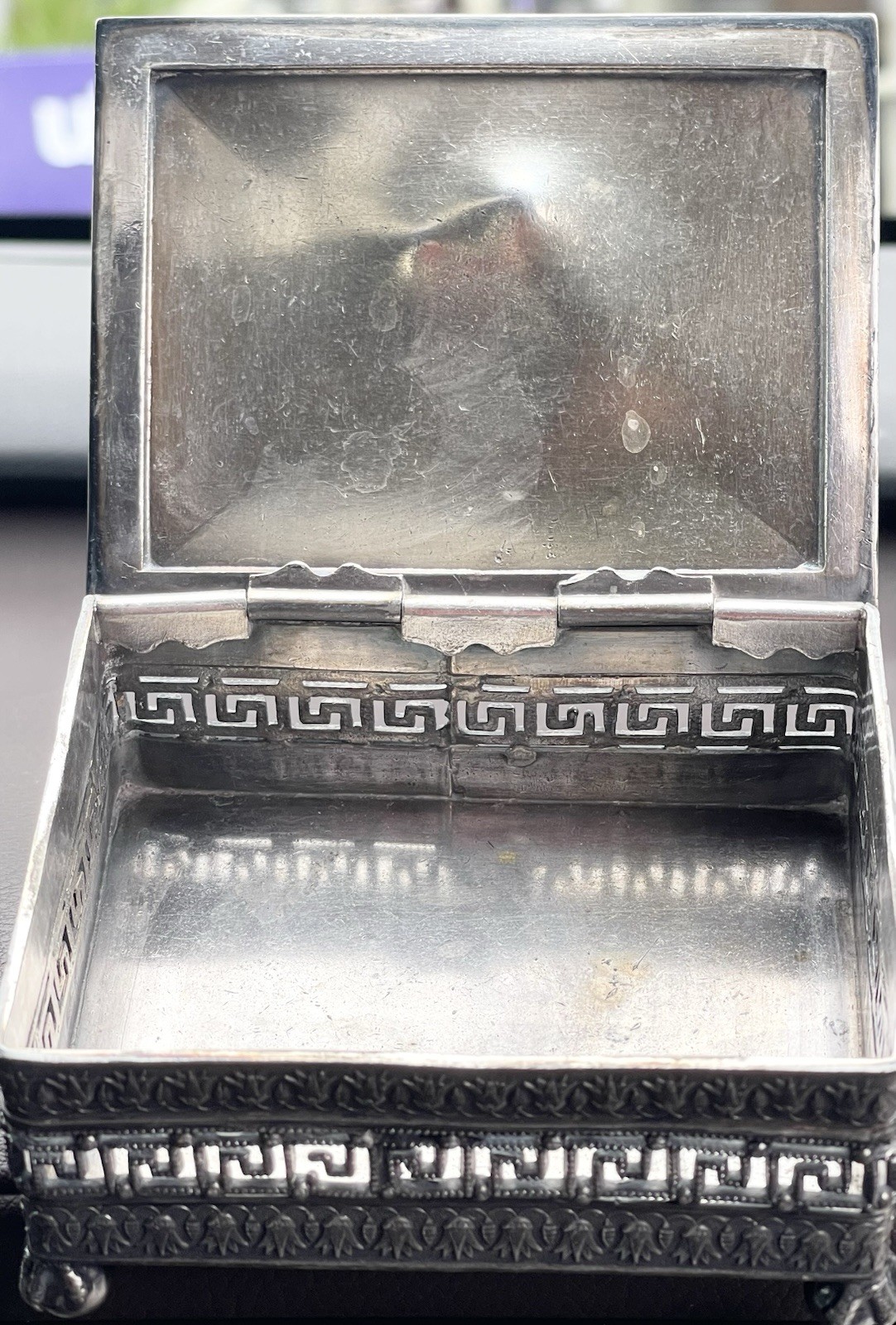 Antique Silver Plated Box w/ Fox or Dog On The Lid - Victorian or Art Deco-era☚☚