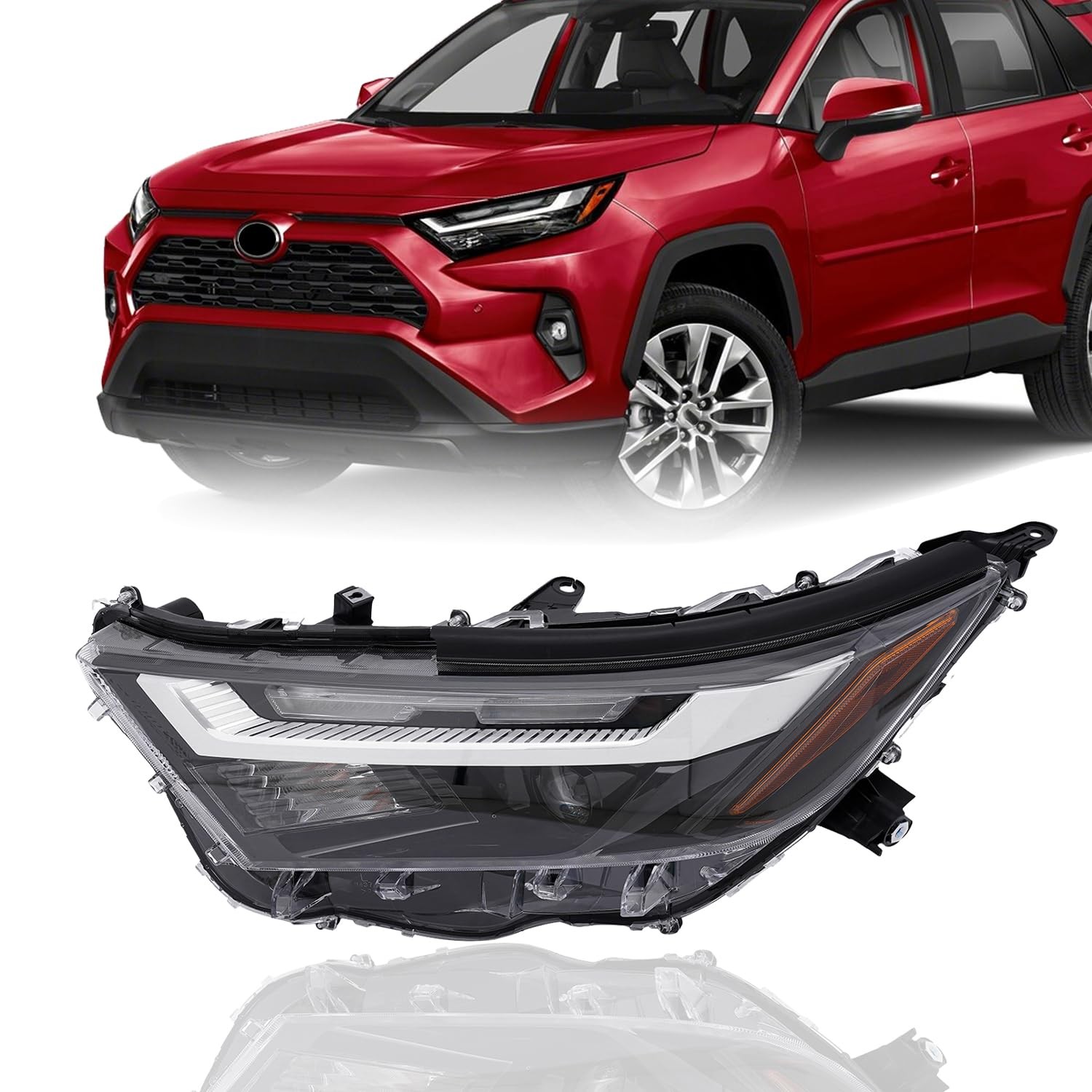 Front LED+Halogen Headlight Assembly Left Side for 2022 2023 2024 Toyota RAV4