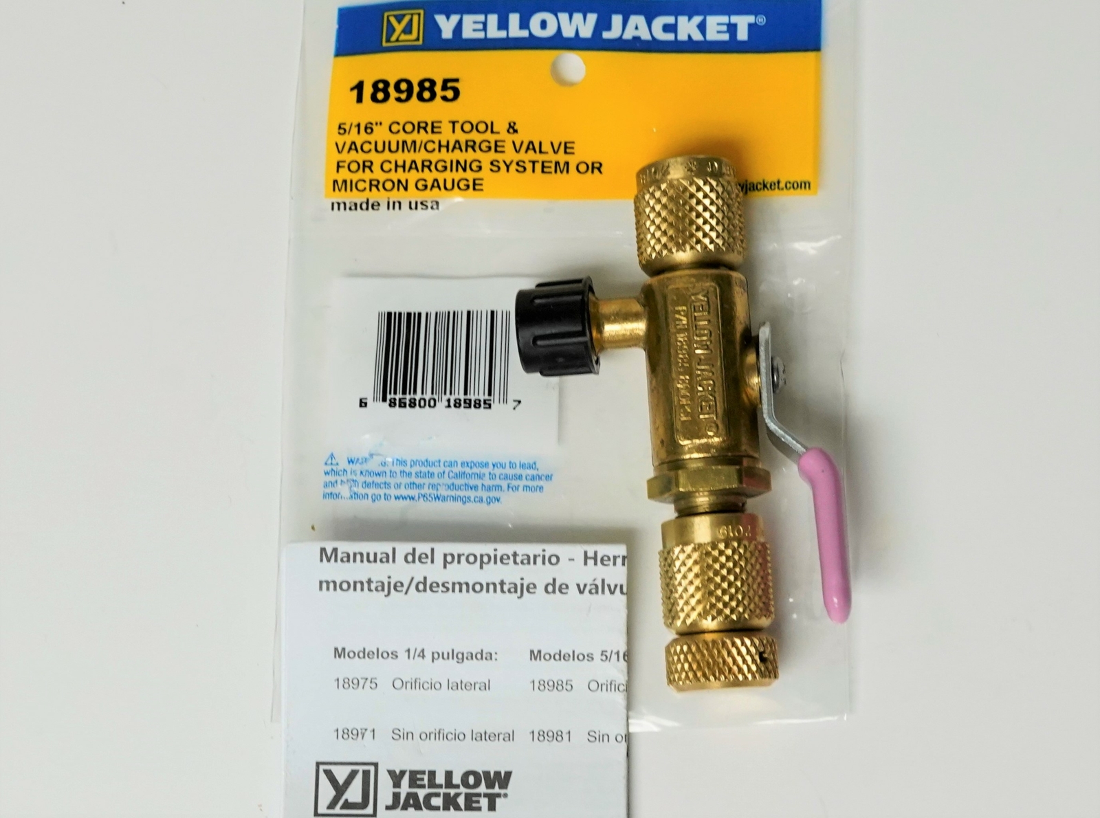 Yellow Jacket 18985 Ball Valve Core Removal Tool 5/16 Flare Access Fitting