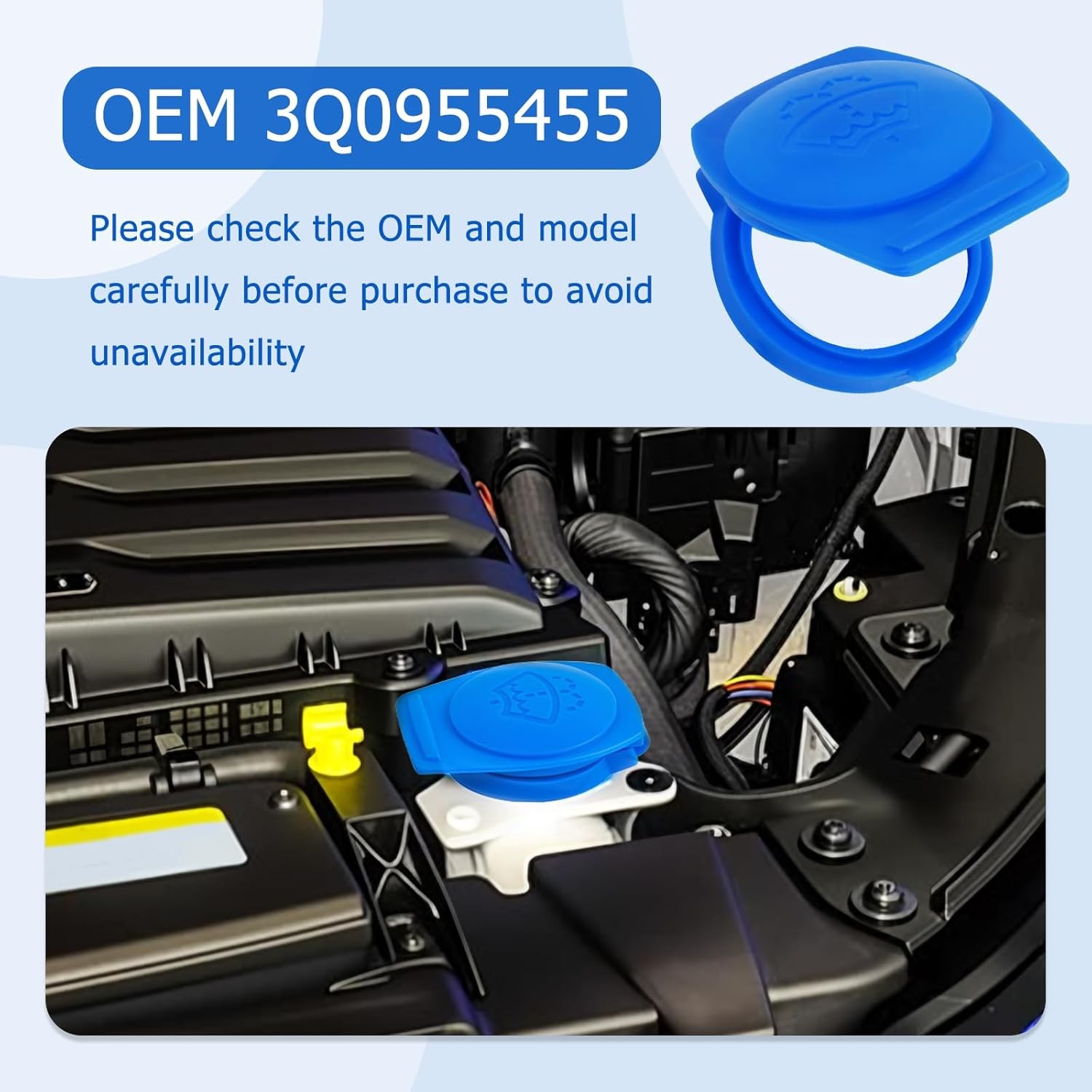 Windshield Washer Fluid Cap,OEM#3Q0955455,Washer Fluids Reservoir Caps Car