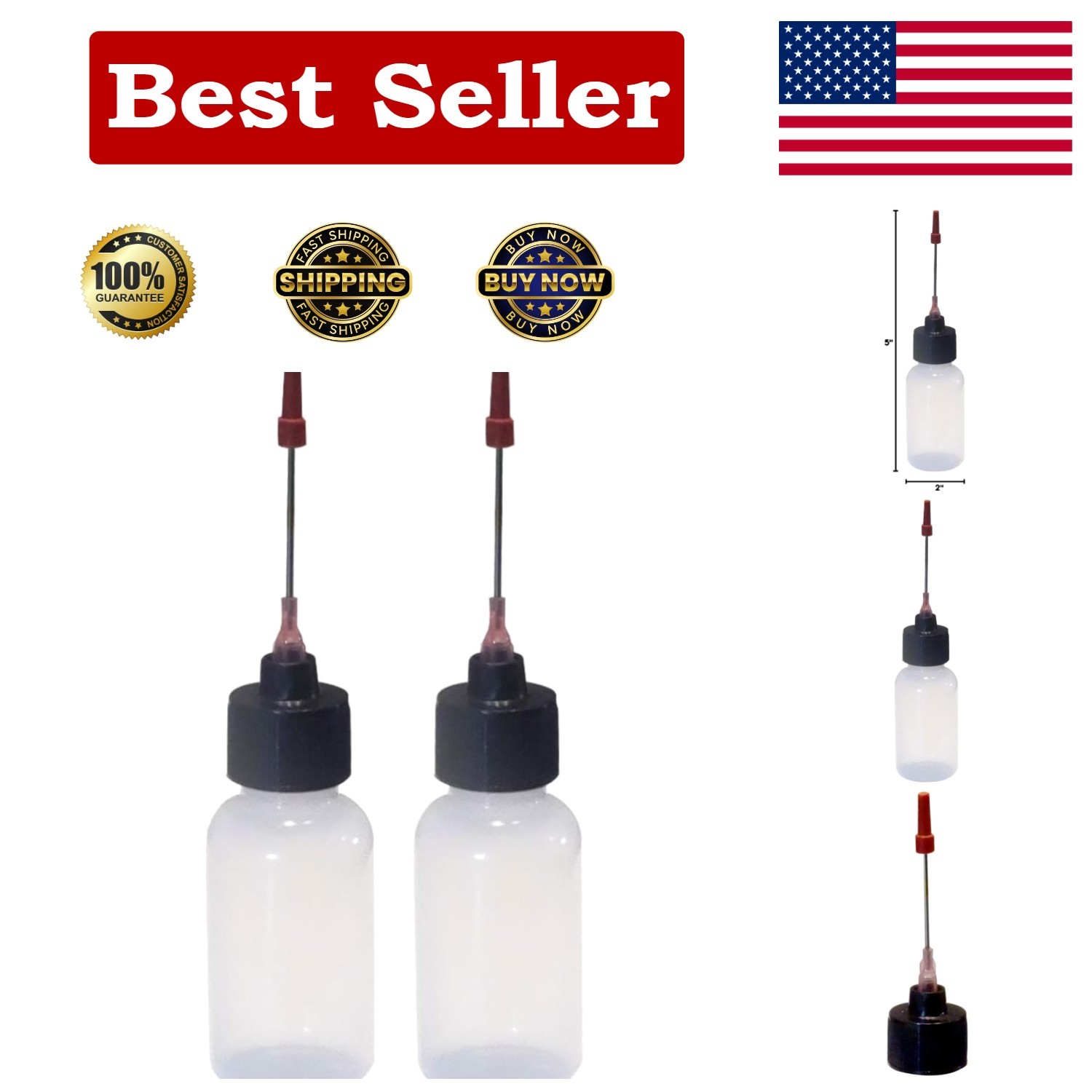 Reusable 1oz Plastic Squeeze Bottle Set with Stainless Applicators for Fitness