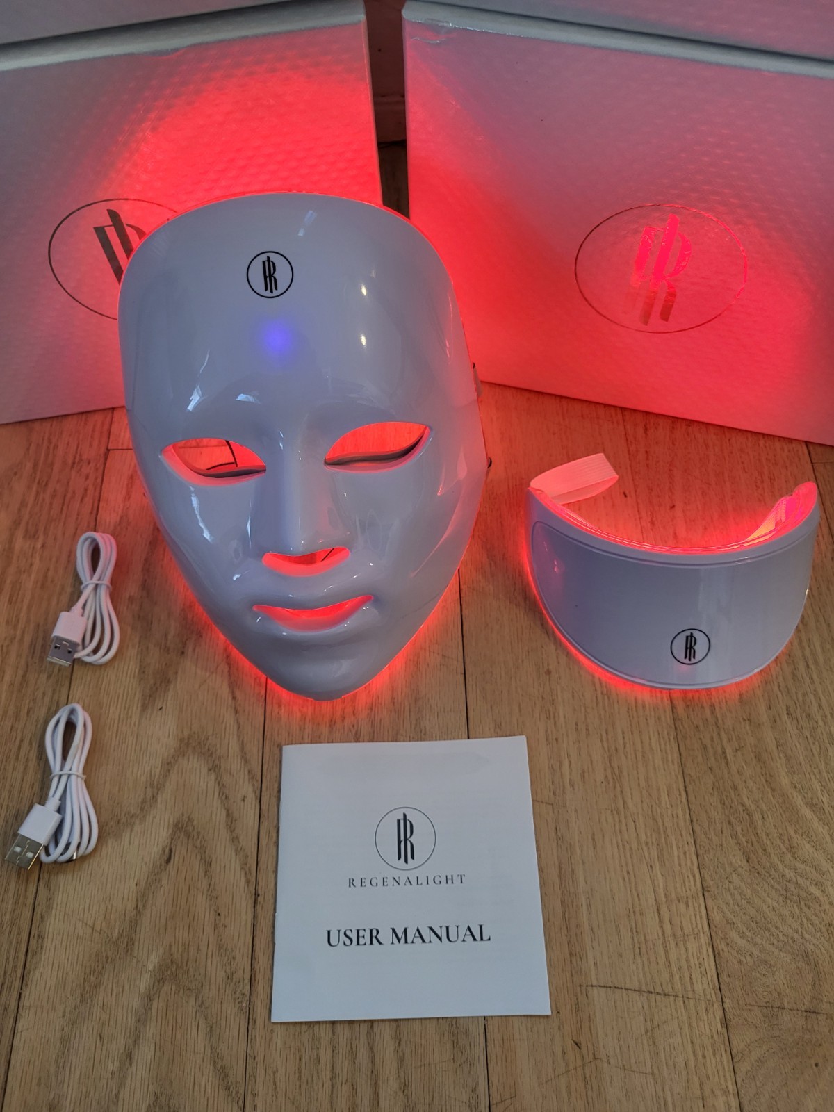 Regenalight Red Light Therapy Mask and Neck Piece. 7 light options in 1 mask.