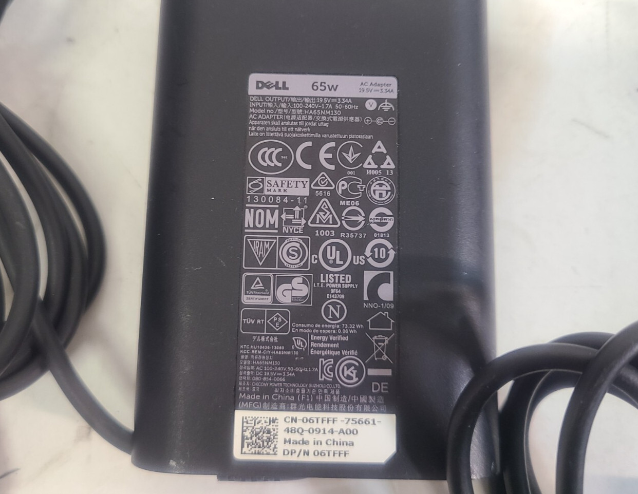 Mixed Lot of 10 Dell 65w LA65NM130 HA65NM130 Slim AC Adapters