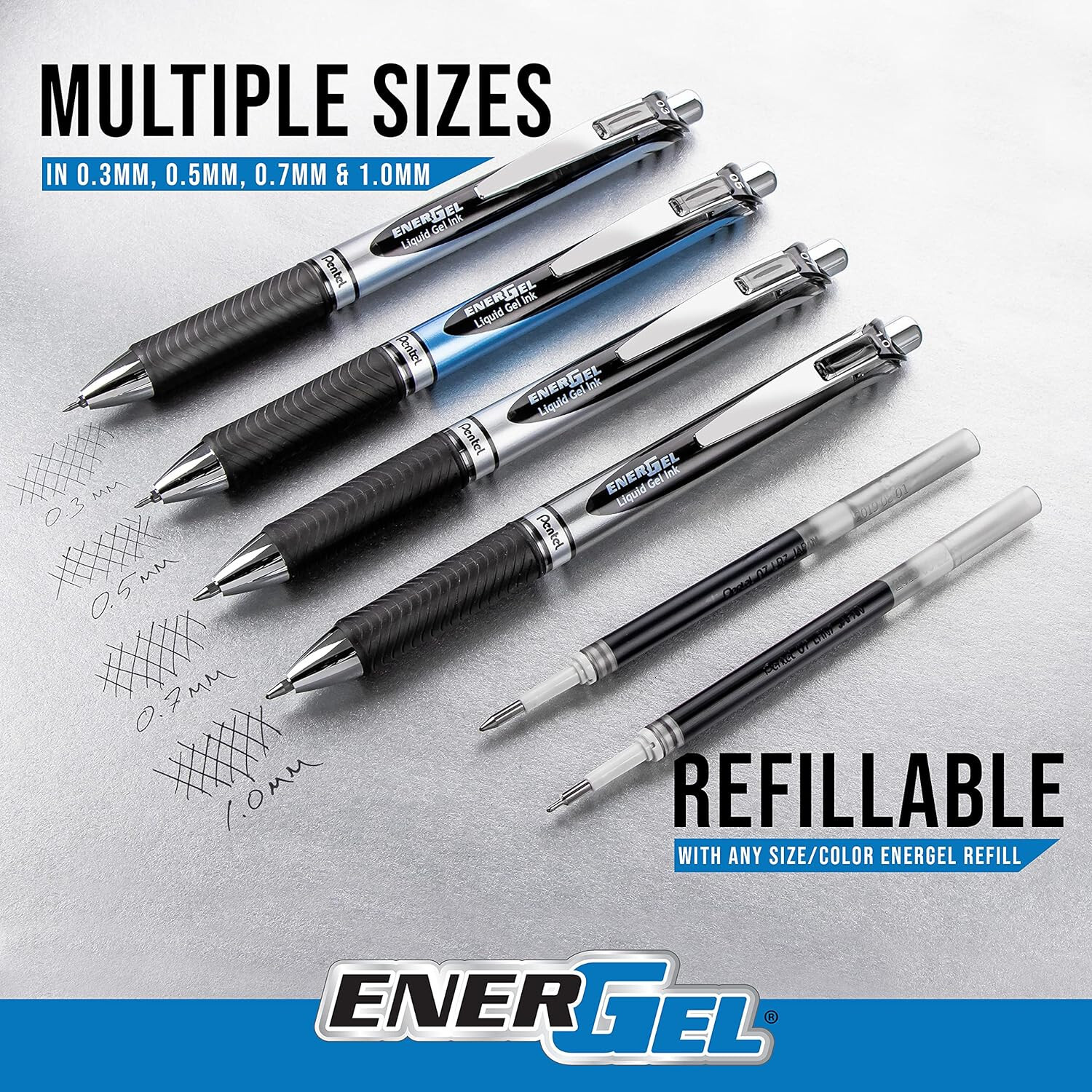 Pentel® EnerGel™ Inspire Pens, Medium Point, 0.7 mm, Black Ink, Pack of 6 pens