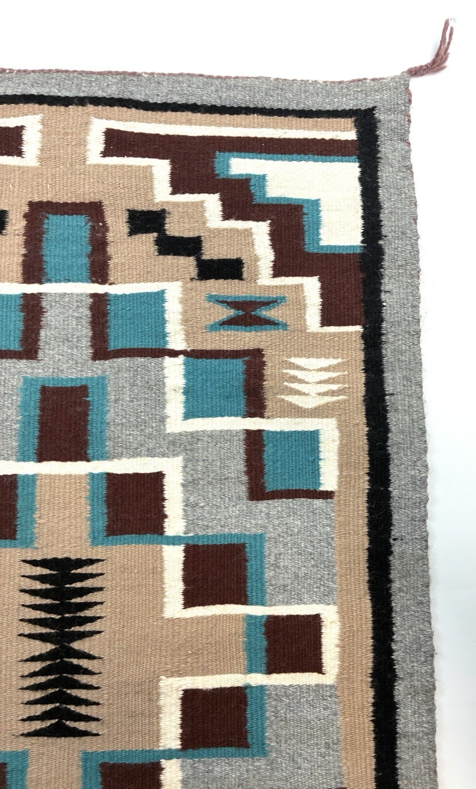 ‼️ANTIQUE NAVAJO Weaving Rug AUTHENTIC NATIVE AMERICAN w/ Hanger EXCELLENT 38x23