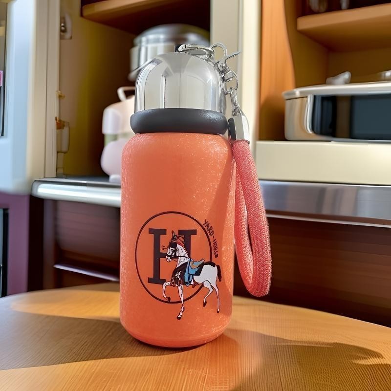 Hermès VIP Gift Orange Titanium Insulated Bottle Horse Design Portable