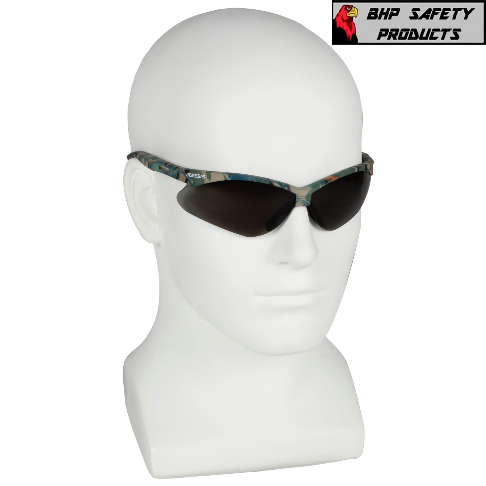 (3 PAIR) KLEENGUARD NEMESIS SAFETY GLASSES CAMO FRAME SMOKE ANTI-FOG LENS 22609