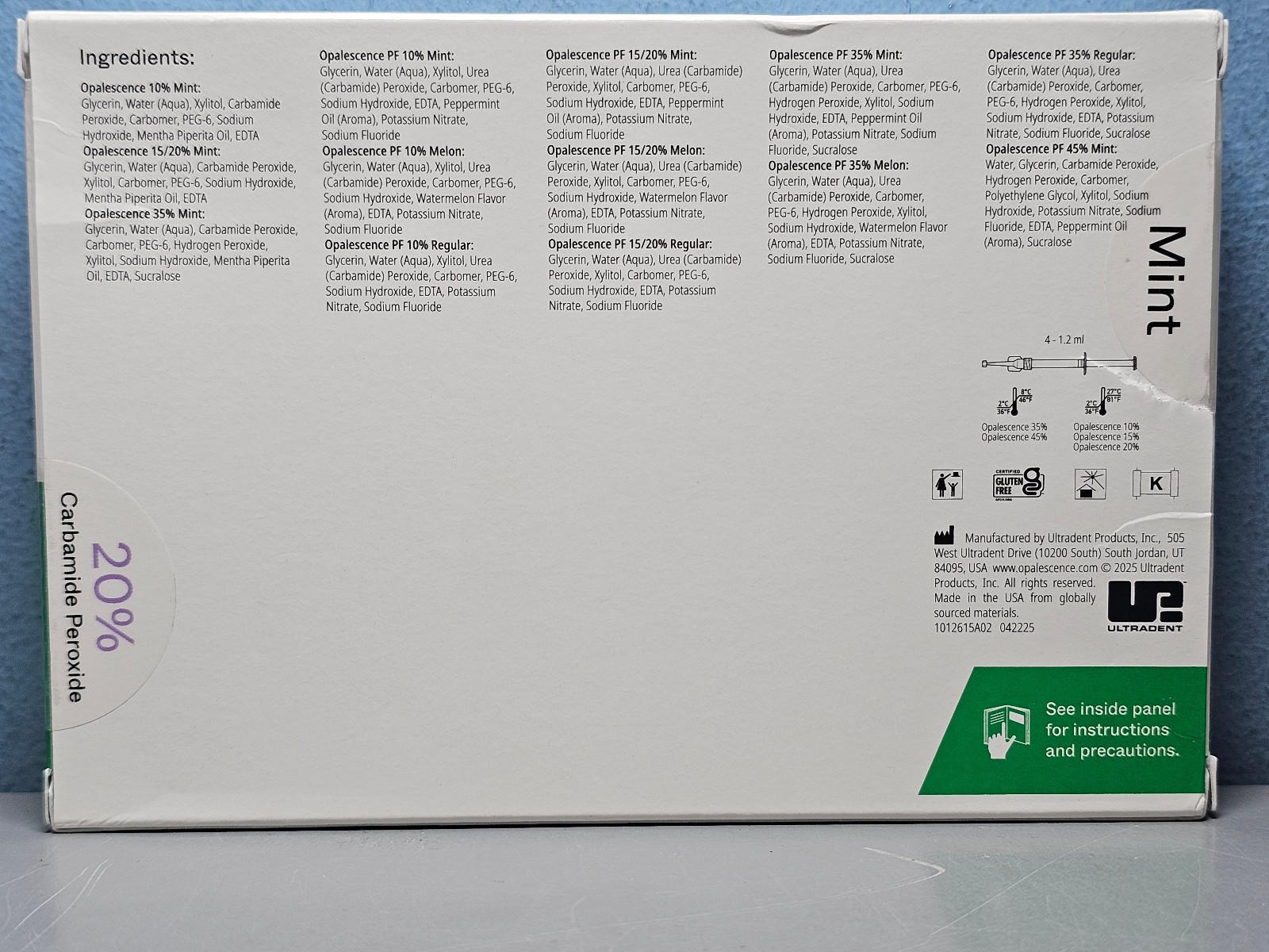 Opalescence Teeth Whitening Gel - 4 Refill Syringes - Mint - 20% Peroxide - New!