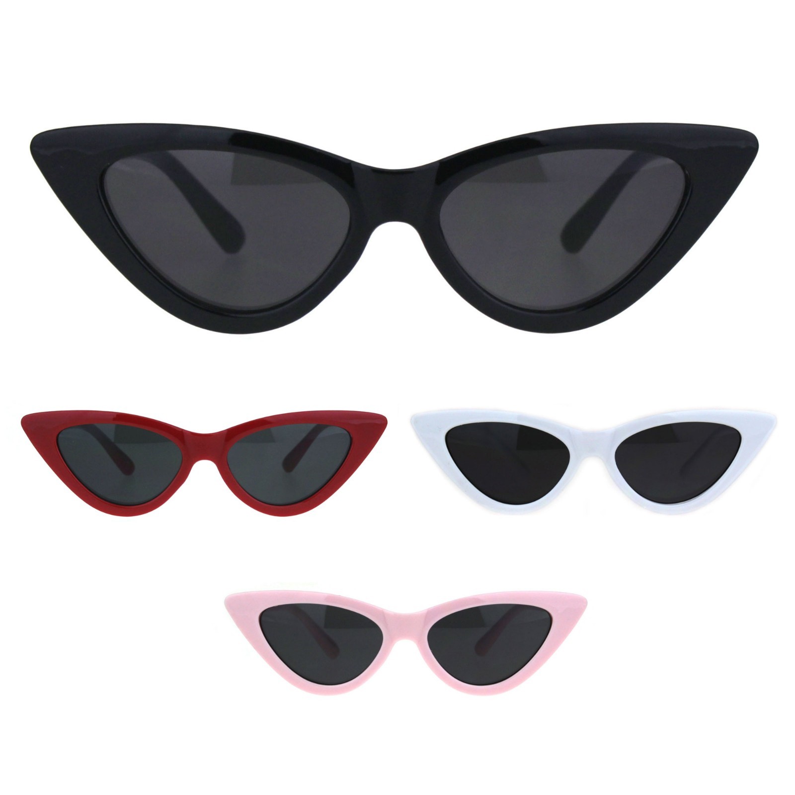 Girls Kid Size Mod Plastic Cat Eye Minimal Chic Retro Sunglasses