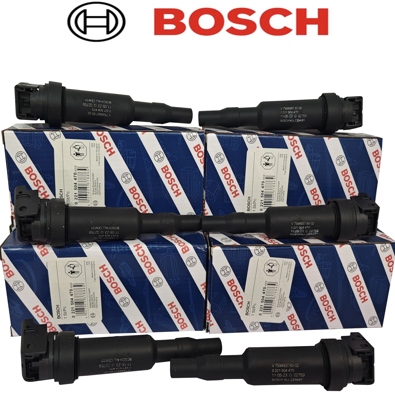 6x OEM BOSCH Ignition Coil Set W/ Connector Boot For BMW 5 6 7 x5 x6 0221504470