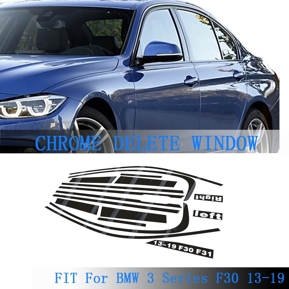 Glossy Black Chrome Delete Window Trims For BMW 3 Series F30 2013-2019