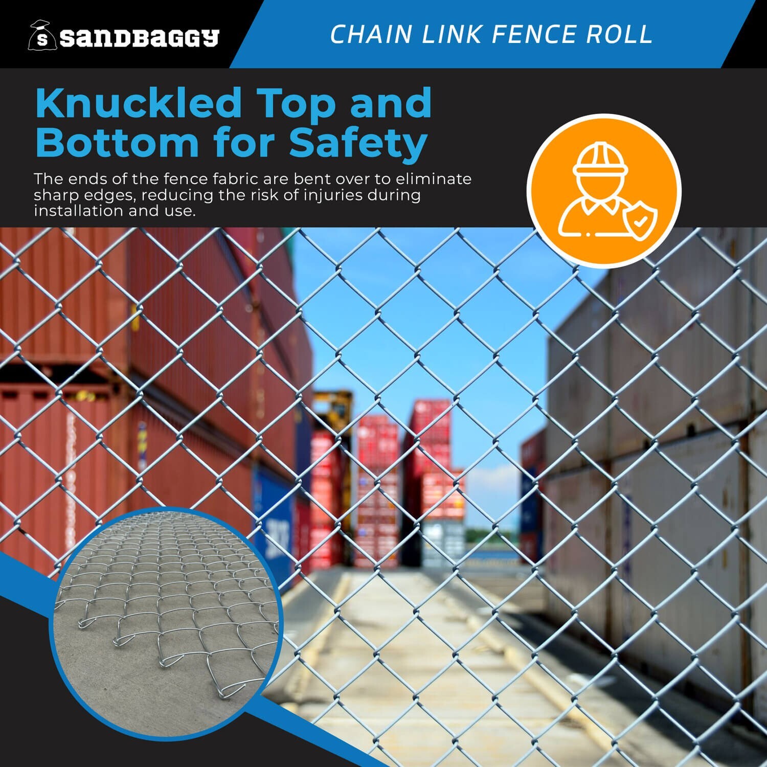 Sandbaggy 6 ft x 50 ft Galvanized Chain Link Fence Roll - 11.5 Ga Steel (1 Roll)