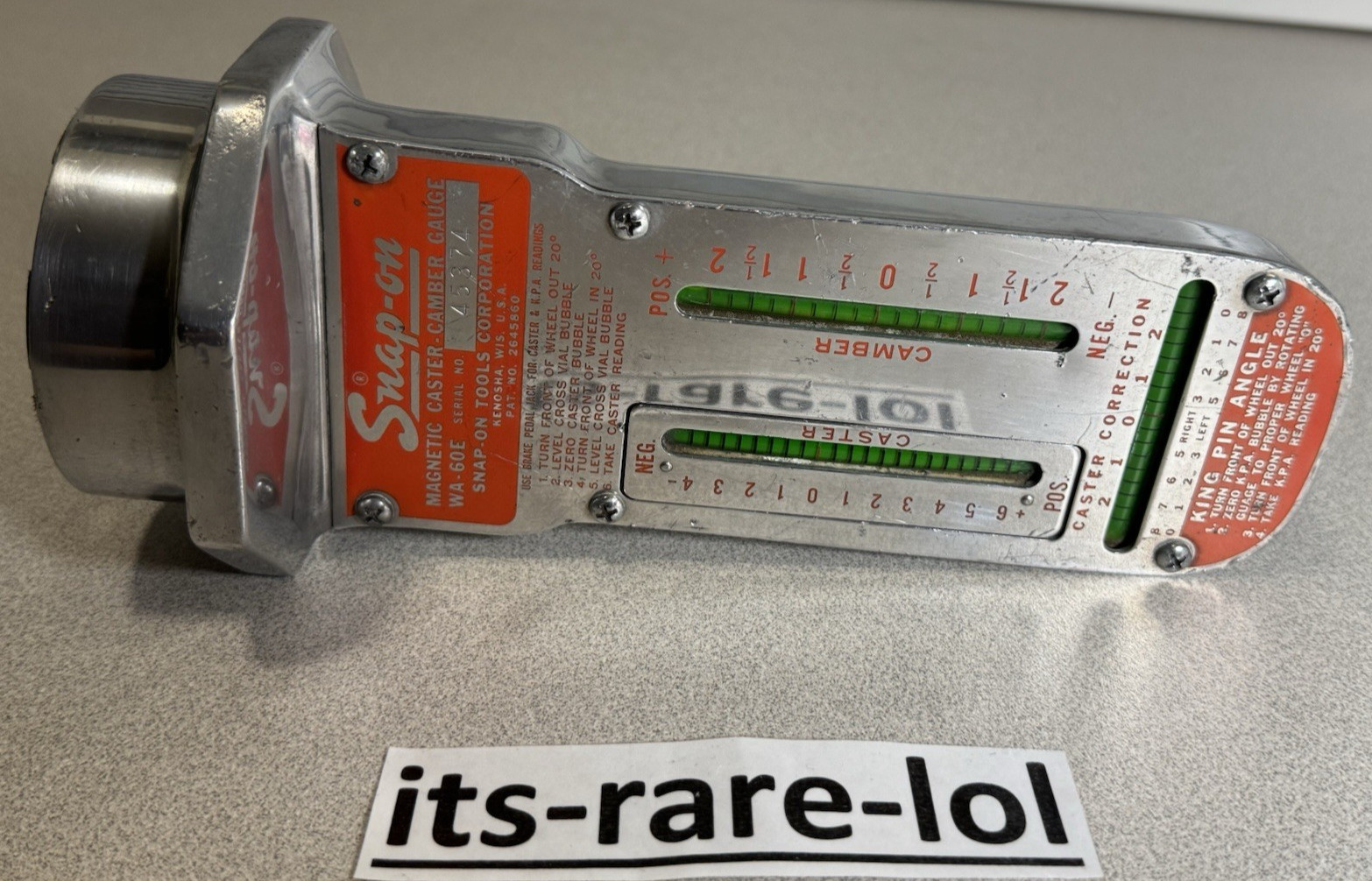 Snap-on WA-60E Magnetic Caster Camber Alignment Gauge & WA802/WA812 Hub Adapters