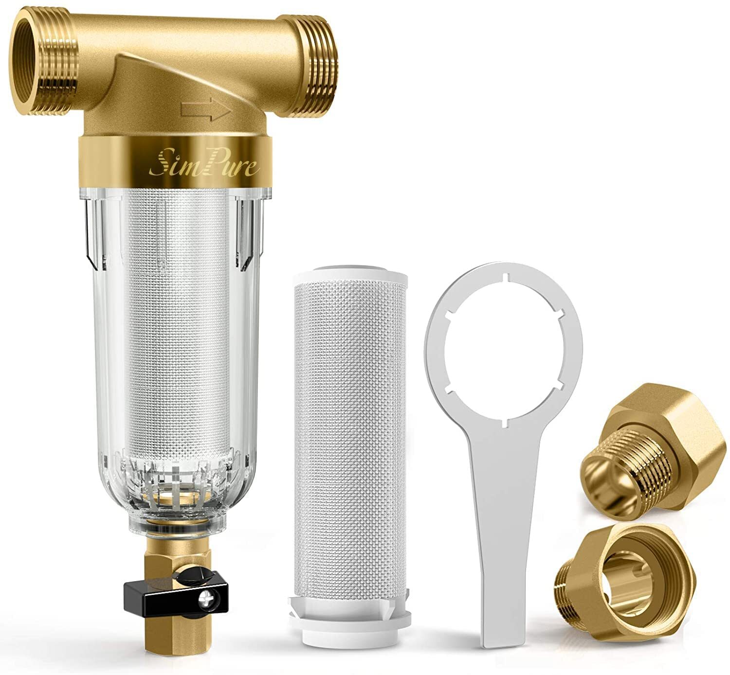 Reusable Whole House Spin Down Sediment Water Filter Pre-Filter System 40 +200μm