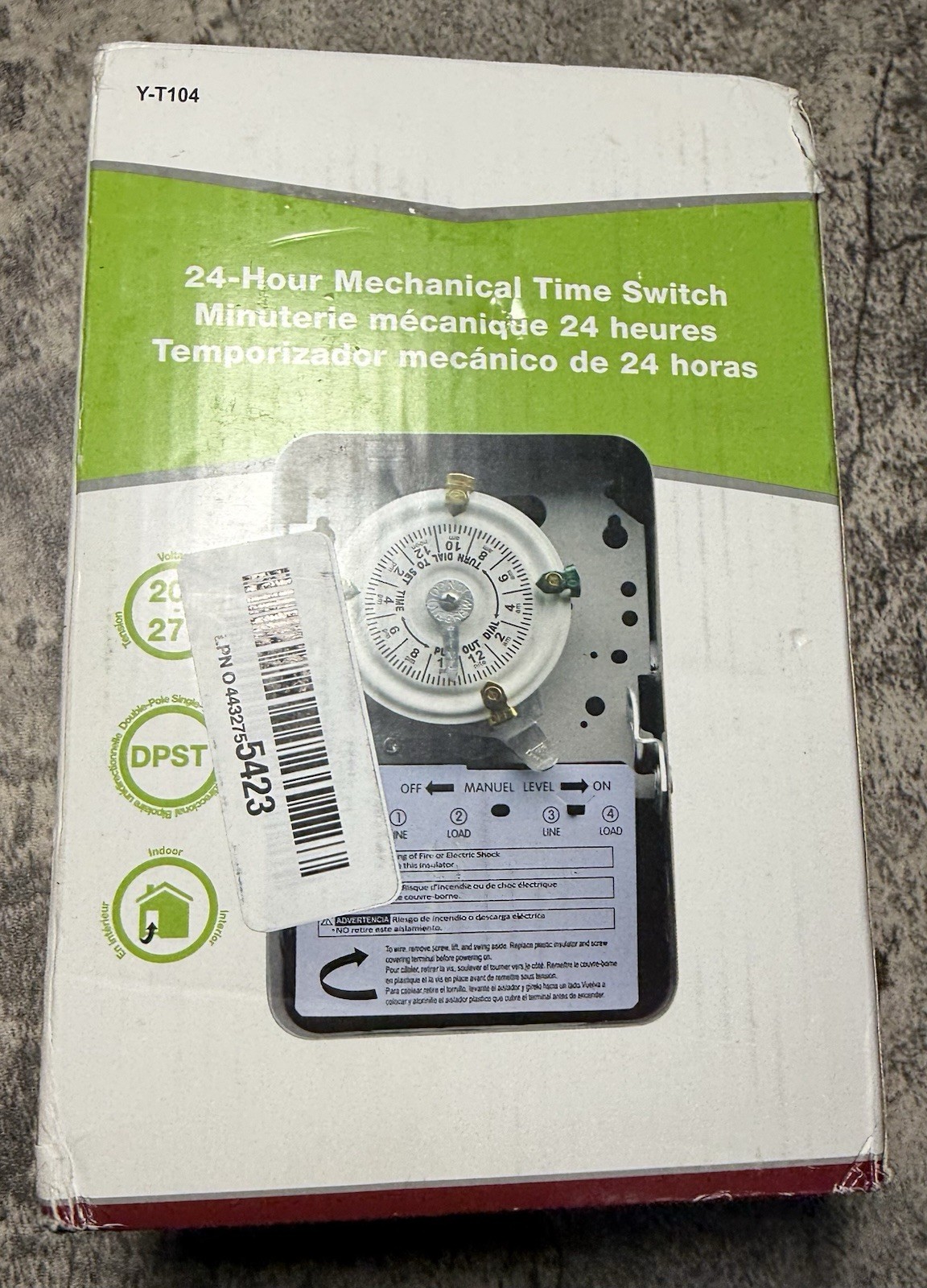T104 Electromechanical Timer Switch, 40A Load Capacity, 1-12 Cycles Per Day