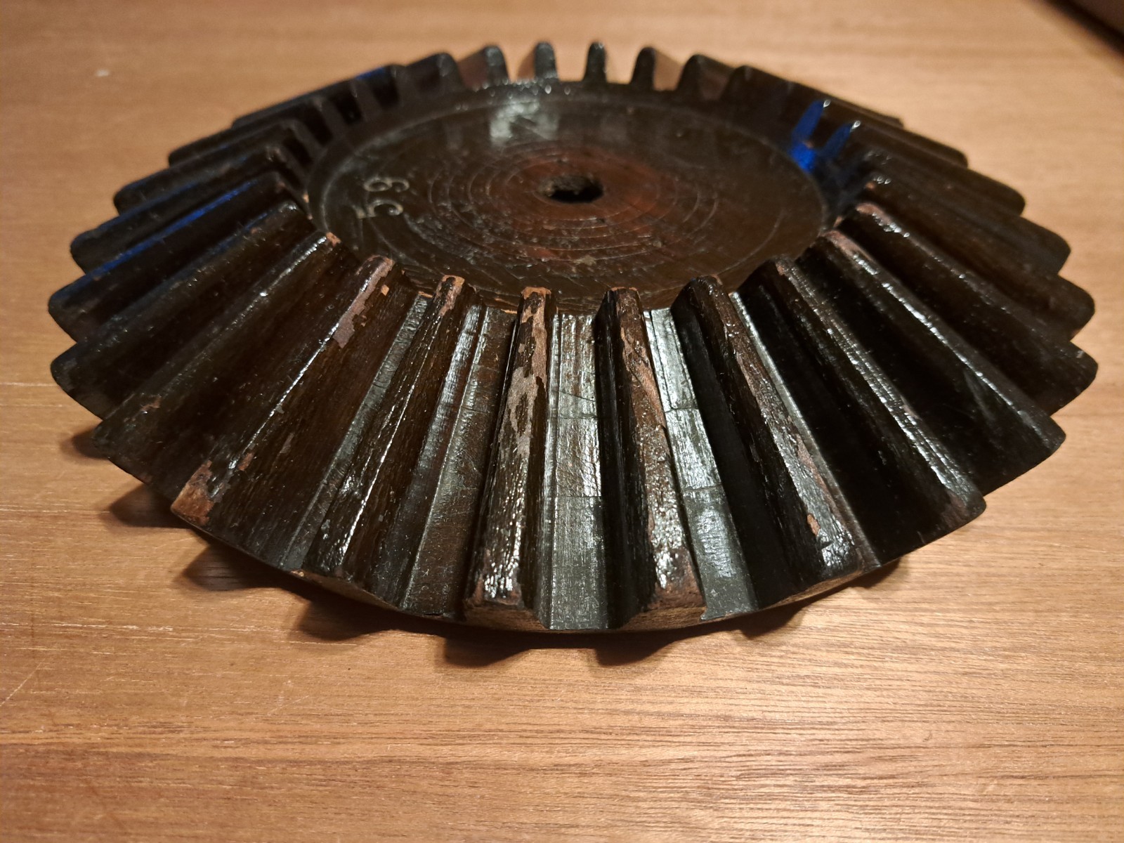 ANTIQUE WOODEN RING GEAR FOUNDRY MOLD / PATTERN 12" DIAMETER GREAT CONDITION