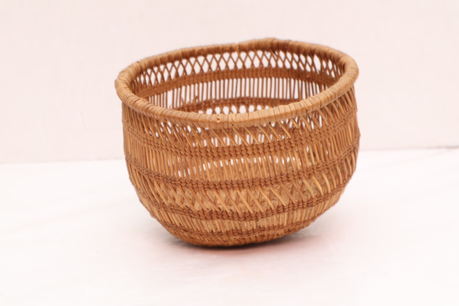 Vintage Hupa Yurok Karuk Northwest Openwork Basket Native American 8" ATQ