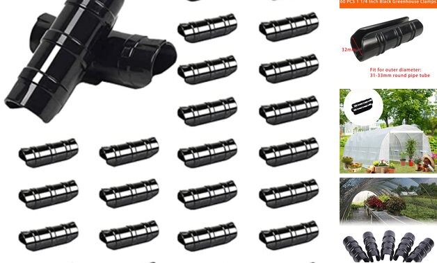 60PCS Greenhouse Clips Greenhouse Clamps Black Plastic Clamps Garden 1 1/4 Inch
