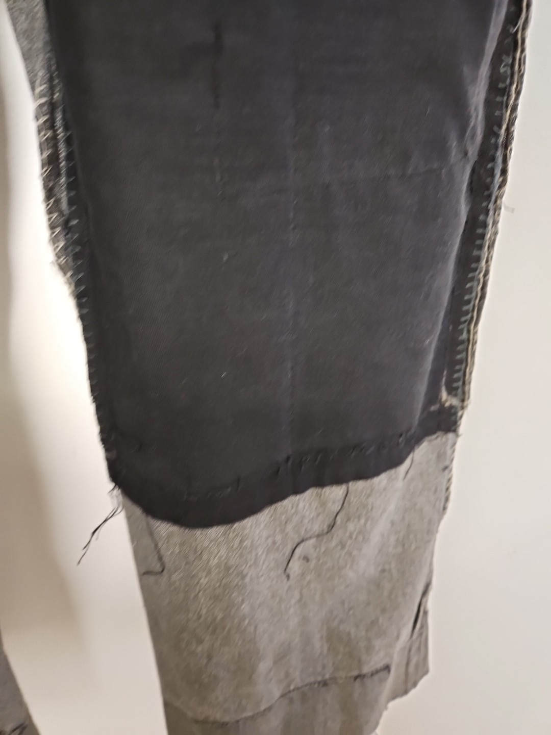 Vtg 40s 50s Sanforized Cotton Trousers Pants Button Fly Distress Repair 29x28