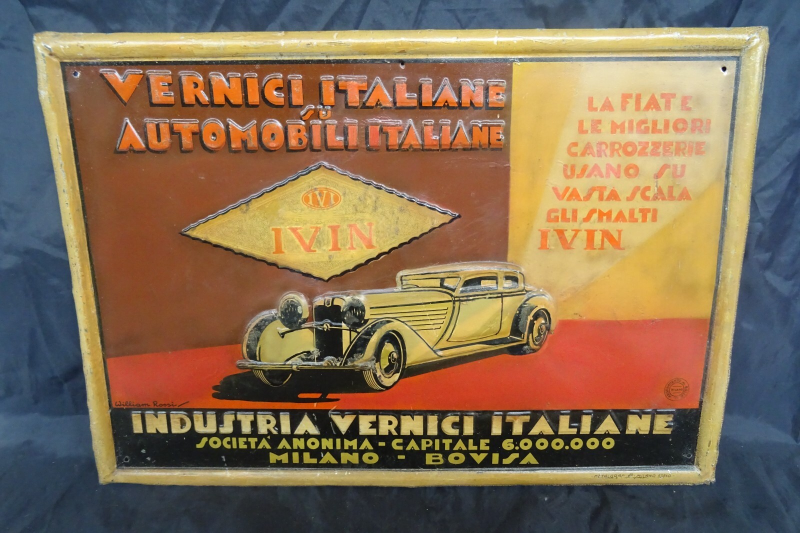 IVIN paint sign Fiat Alfa Romeo Isotta Fraschini 1930s