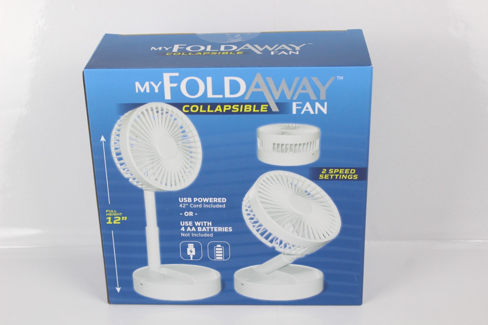 Emson My Foldaway Collapsible 5" Portable Desk Fan USB or Battery White
