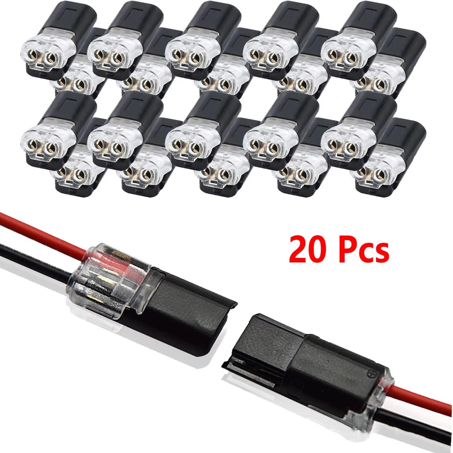 100pcs Double-Wire Plug-in Connector, Cable Clamp with Locking Buckle, AWG 18-22