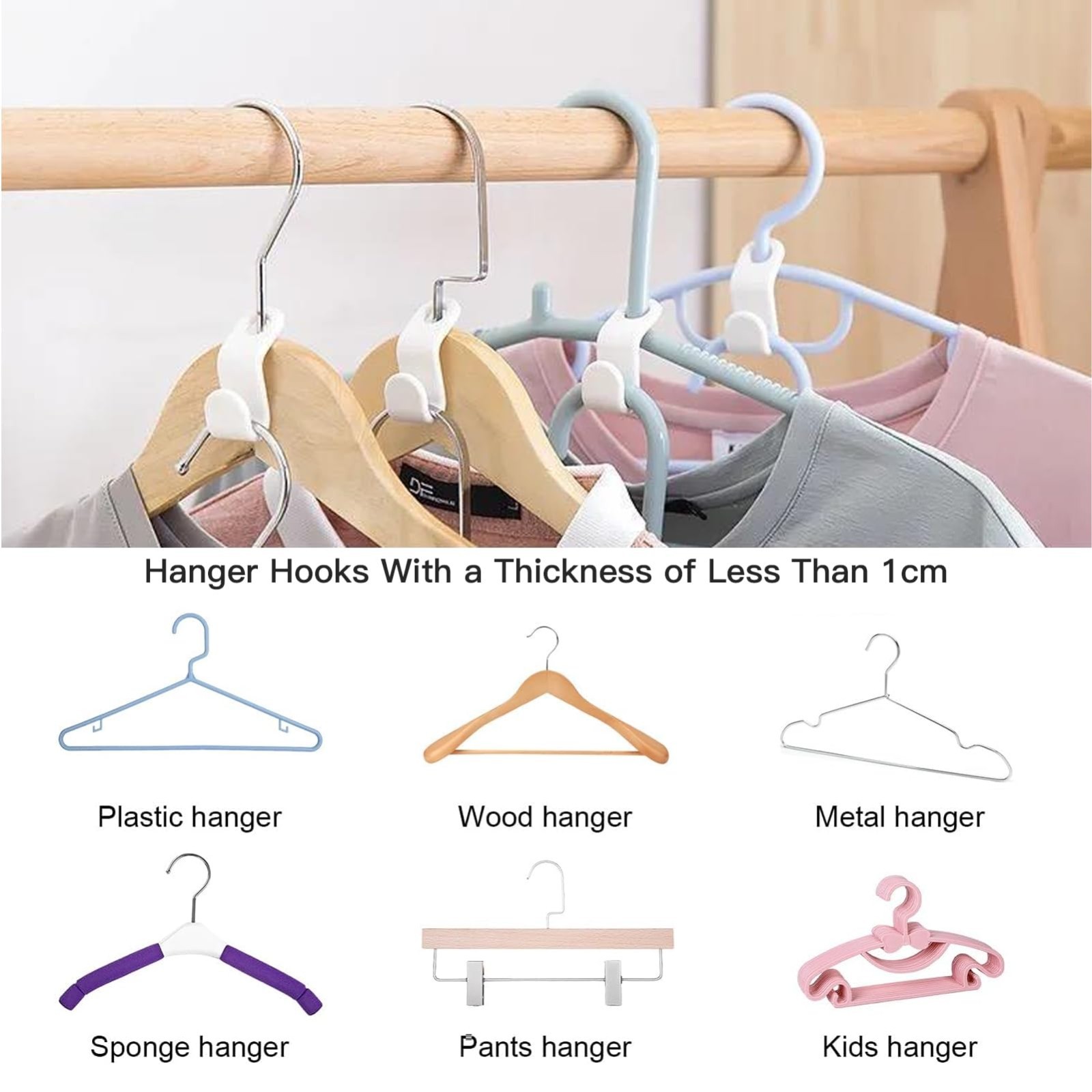 40-Pack Hanger Connector Hooks – Space-Saving Garment Organizer (Random Colors)