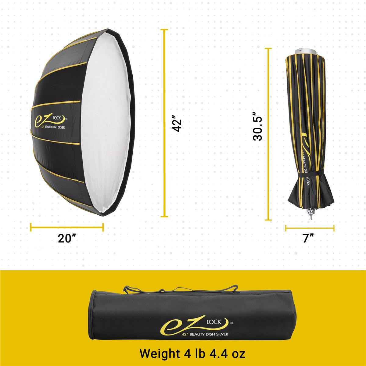 Glow Glow EZ Lock 42" Collapsible Silver Beauty Dish Softbox w/Bowens Mount Spee